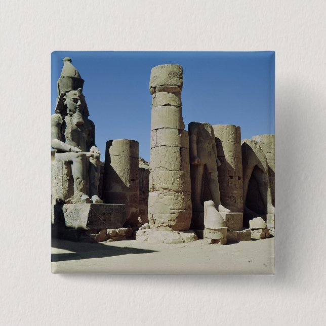 Badge Carré 5 Cm Statue posée de Ramesses II (Devant)