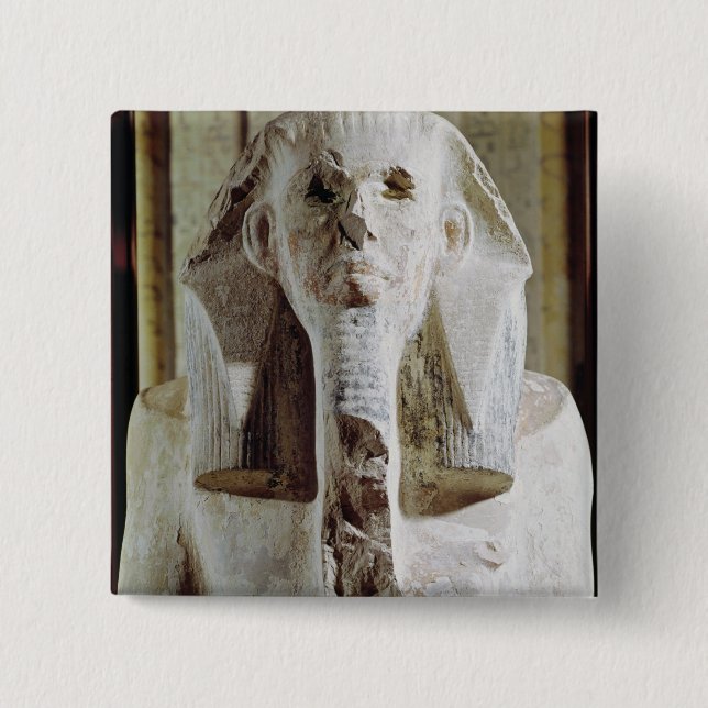 Badge Carré 5 Cm Statue posée du Roi Djoser (Devant)
