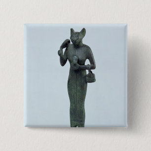 Badge Carré 5 Cm Statuette de la déesse Bastet