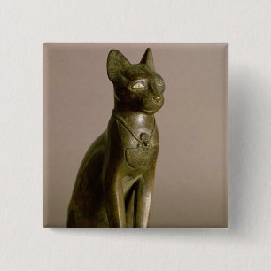 Badge Carré 5 Cm Statuette d'un chat représentant la déesse Baste