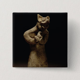 Badge Carré 5 Cm Statuette d'un démon Lion-Dirigé, Mésopotamie, 