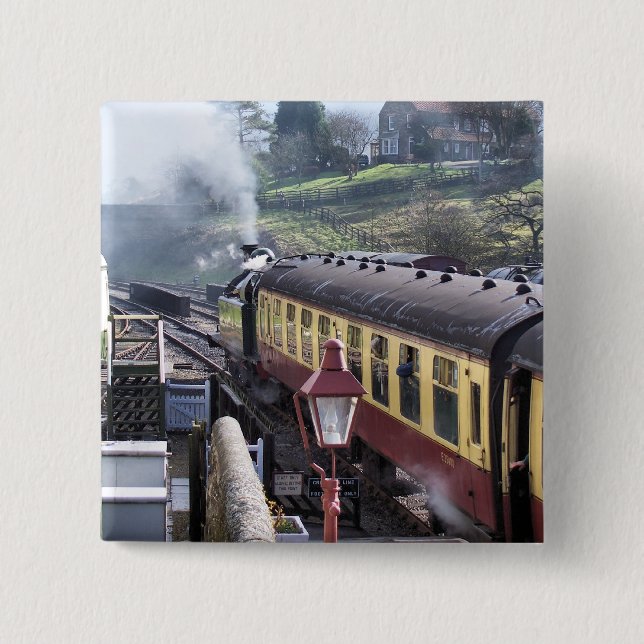 BADGE CARRÉ 5 CM STEAM TRAINS (Devant)