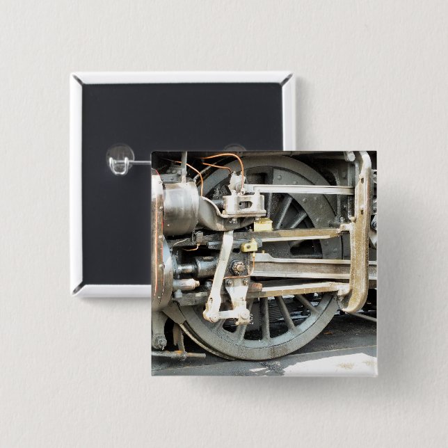BADGE CARRÉ 5 CM STEAM TRAINS (Devant & derrière)