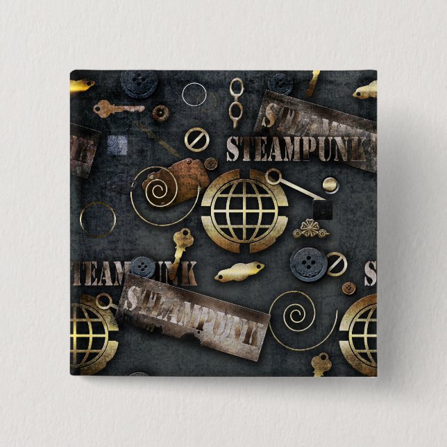 Badge Carré 5 Cm Steampunk (Devant)