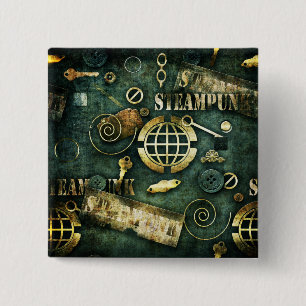 Badge Carré 5 Cm Steampunk