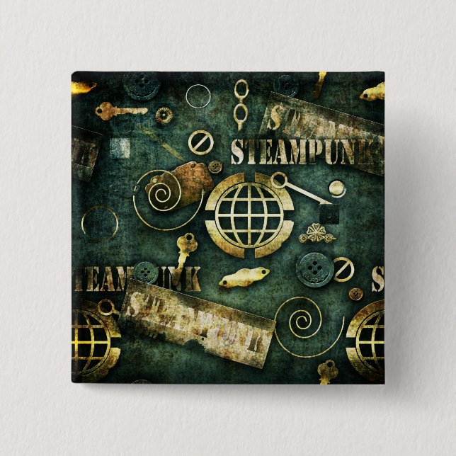 Badge Carré 5 Cm Steampunk (Devant)