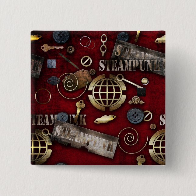 Badge Carré 5 Cm Steampunk (Devant)