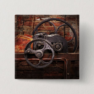 Badge Carré 5 Cm Steampunk - aucuns 10