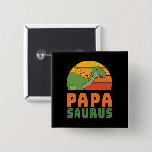 Badge Carré 5 Cm Stégosaure Papasaurus Dinosaure Fête des Pères