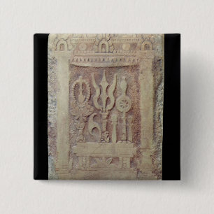 Badge Carré 5 Cm Stele de Brahman dépeignant le Trimurti