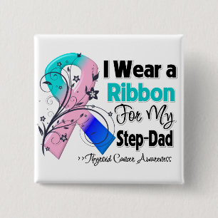 Badge Carré 5 Cm Step-Papa - Ruban Thyroïde Cancer