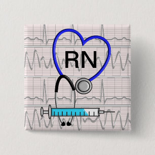 Badge Carré 5 Cm Stéthoscope de bouton d'infirmier autorisé