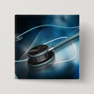 Badge Carré 5 Cm Stéthoscopes Médicale d'infirmière