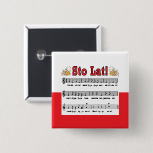 Badge Carré 5 Cm Sto Lat ! Chanson Avec Beer Mugs