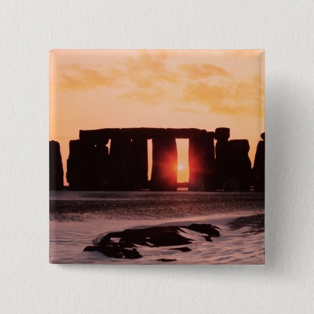 Badge Carré 5 Cm Stonehenge, solstice d'hiver (Devant)