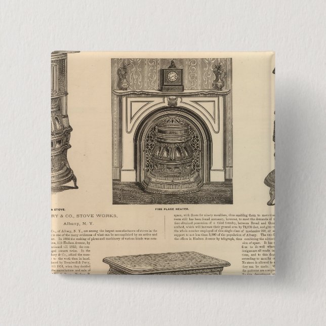 Badge Carré 5 Cm Stove Works, Albany, New York (Devant)