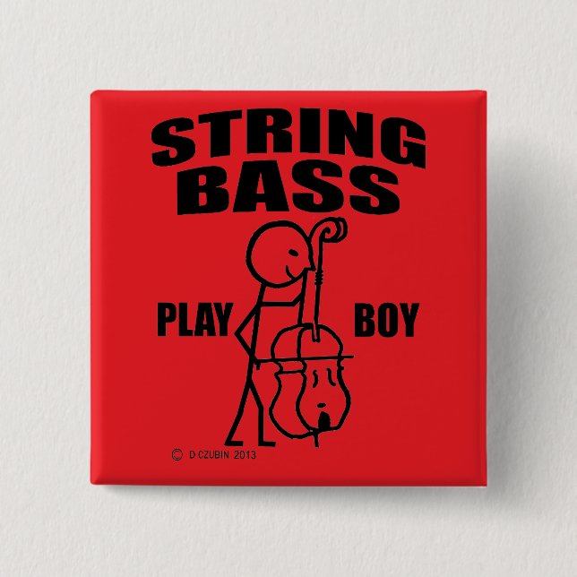 Badge Carré 5 Cm String Bass Play Boy (Devant)