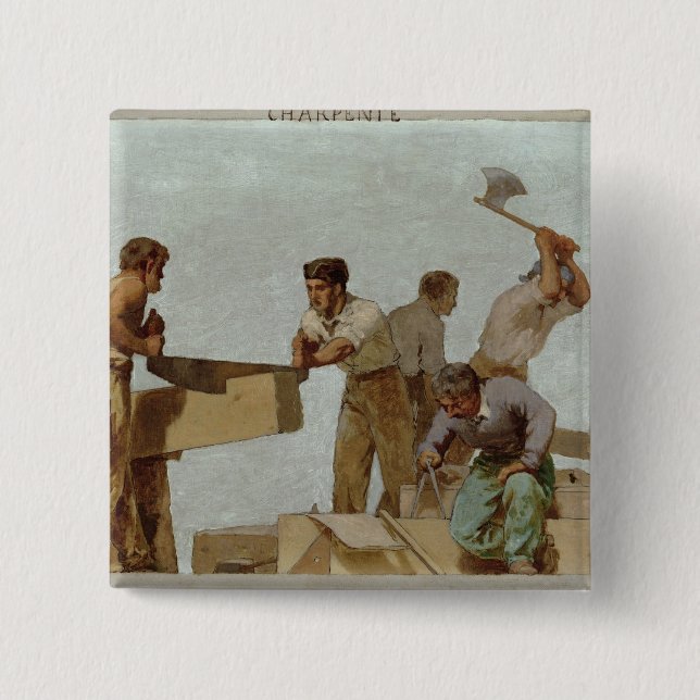 Badge Carré 5 Cm Structure en bois (Devant)