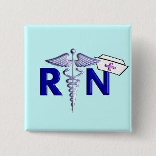 Badge Carré 5 Cm Style Cadeau-De relief de RN (infirmier autorisé)