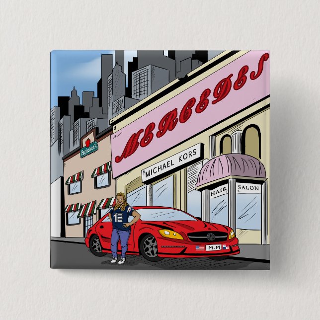 Badge Carré 5 Cm Style comique d'art de la Commission (Devant)