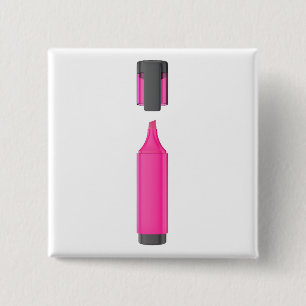 Badge Carré 5 Cm Stylo fluorescent rose ouvert