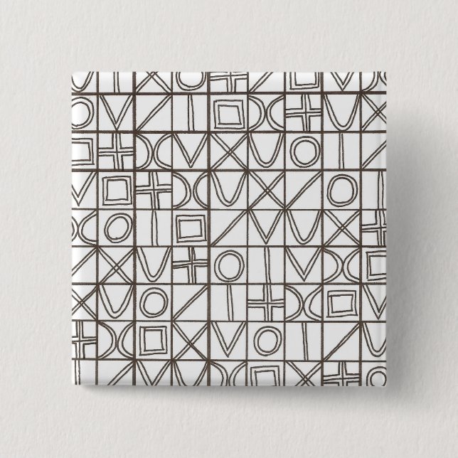 Badge Carré 5 Cm Sudoku Two-Black And White Abstract Art (Devant)