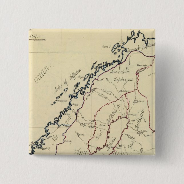 Badge Carré 5 Cm Suède, Danemark, Norvège 2 (Devant)