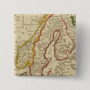 Badge Carré 5 Cm Suède, Danemark, Norvège, Finlande, Islande