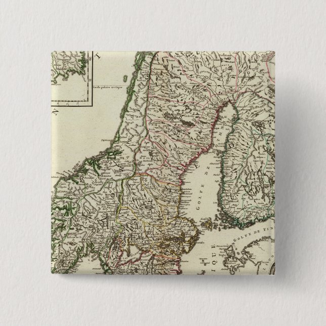 Badge Carré 5 Cm Suède et Norvège 10 (Devant)