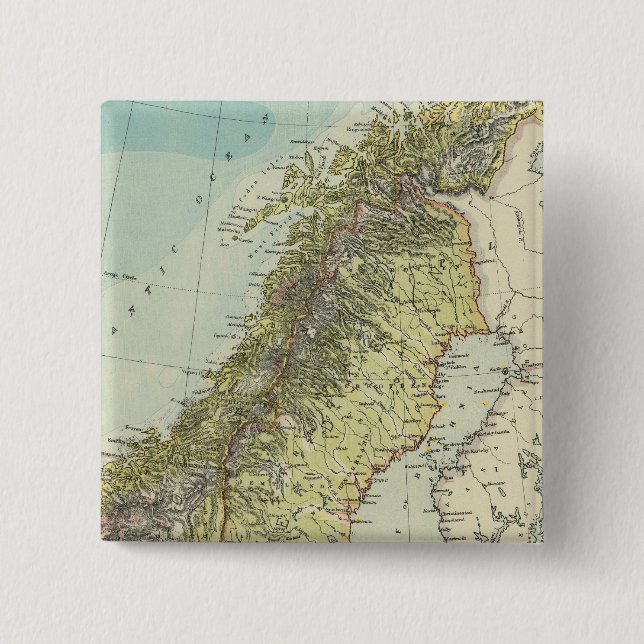 Badge Carré 5 Cm Suède, Norvège, Danemark (Devant)