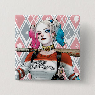 Badge Carré 5 Cm Suicide Squad   Harley Quinn
