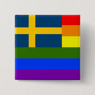 BADGE CARRÉ 5 CM SUISSE LGBT RAINBOW FLAG SWEDEN PRIME