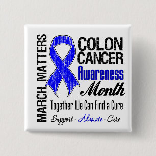 Badge Carré 5 Cm Sujets de mars - mois de conscience de cancer du