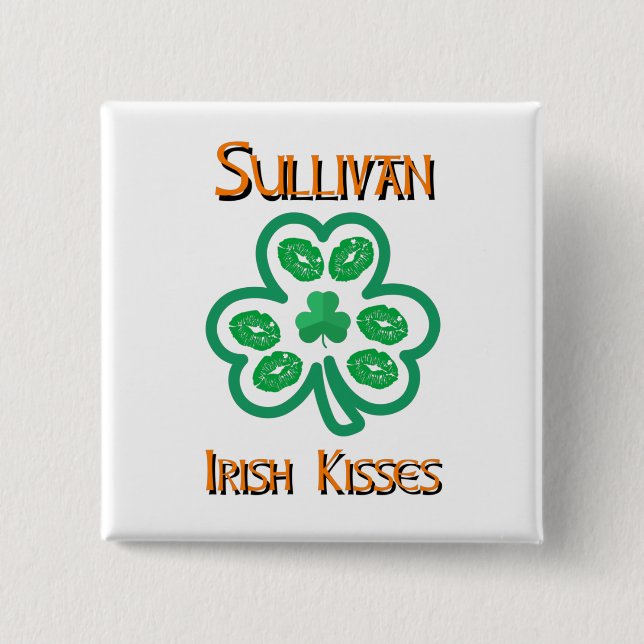 Badge Carré 5 Cm Sullivan Irish Kisses Button (Devant)