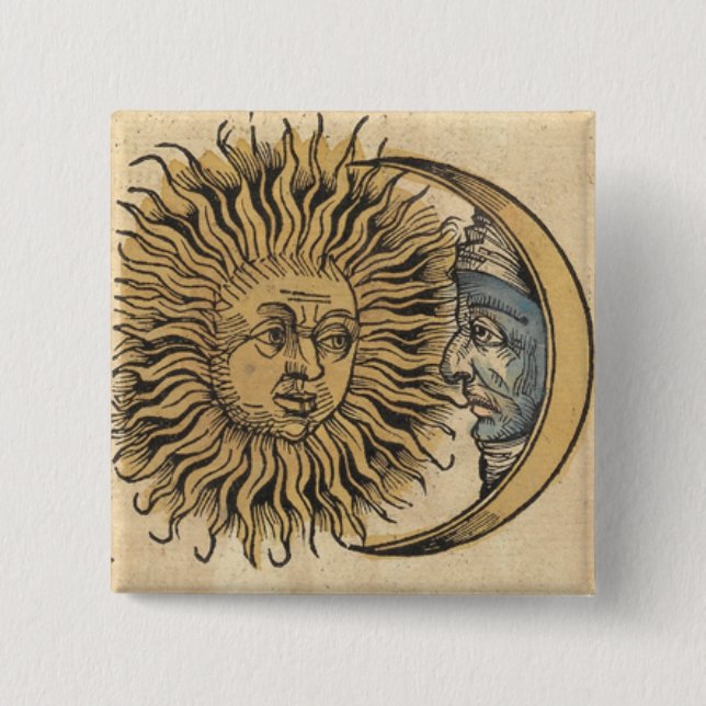 Badge Carré 5 Cm Sun et lune (Devant)