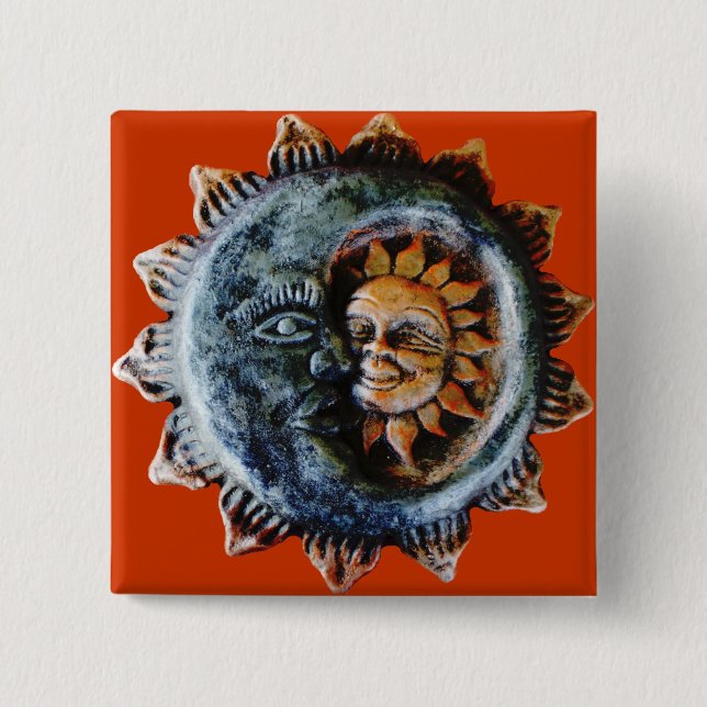 Badge Carré 5 Cm Sun et lune (Devant)