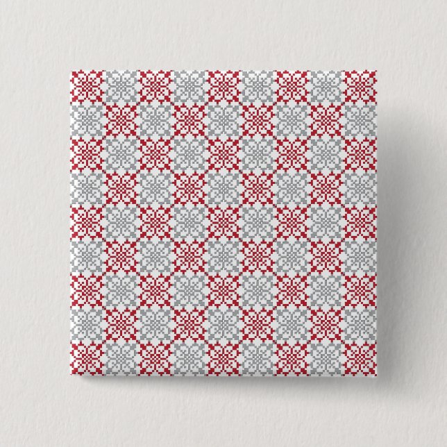 Badge Carré 5 Cm SUN traditionnel letton motif géométrique III (Devant)