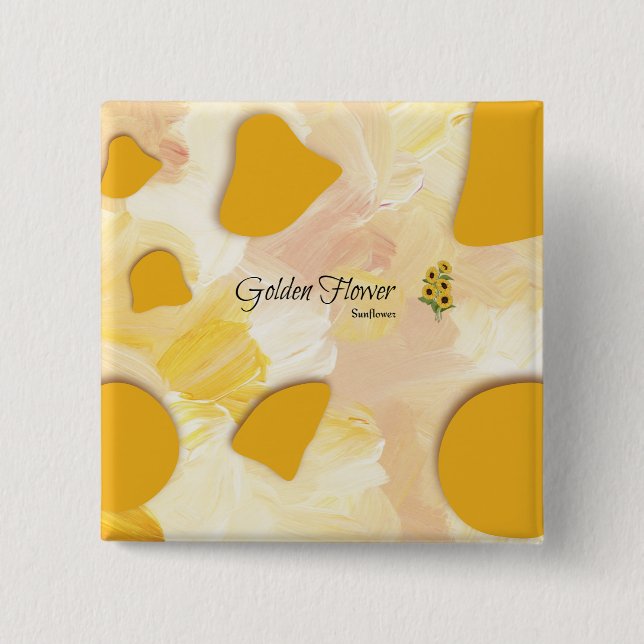 Badge Carré 5 Cm sunflower button  (Devant)