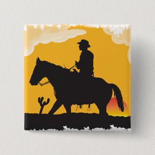 Badge Carré 5 Cm Sunset Cowboy