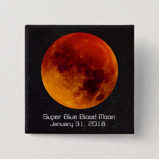 Badge Carré 5 Cm Super Blue Blood Moon 2018 (Devant)