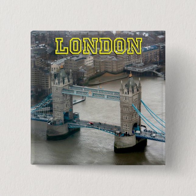 Badge Carré 5 Cm Super ! Pont de Londres (Devant)