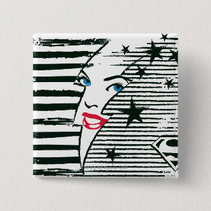 Badge Carré 5 Cm Supergirl Lightning With Face