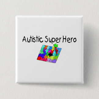 Badge Carré 5 Cm Superhéros autiste