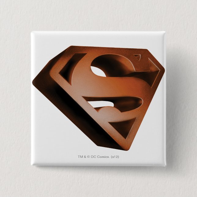 Badge Carré 5 Cm Superman S-Shield | Logo Grainy 3D (Devant)