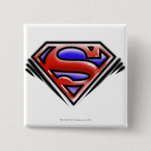 Badge Carré 5 Cm Superman S-Shield   Logo Red Airbrush
