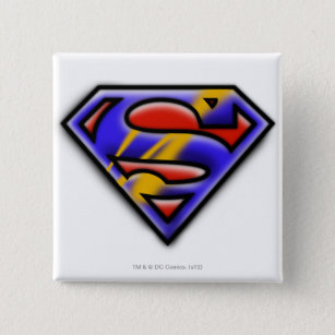 Badge Carré 5 Cm Superman S-Shield   Purple Airbrush Logo