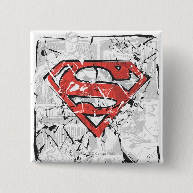Badge Carré 5 Cm Superman Stylisé | Logo comique découpé (Devant)