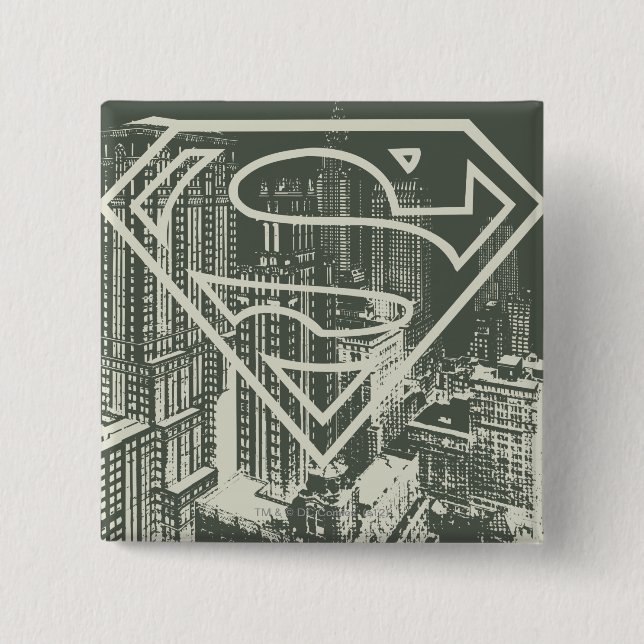 Badge Carré 5 Cm Superman Stylisé | Logo Green Metropolis (Devant)