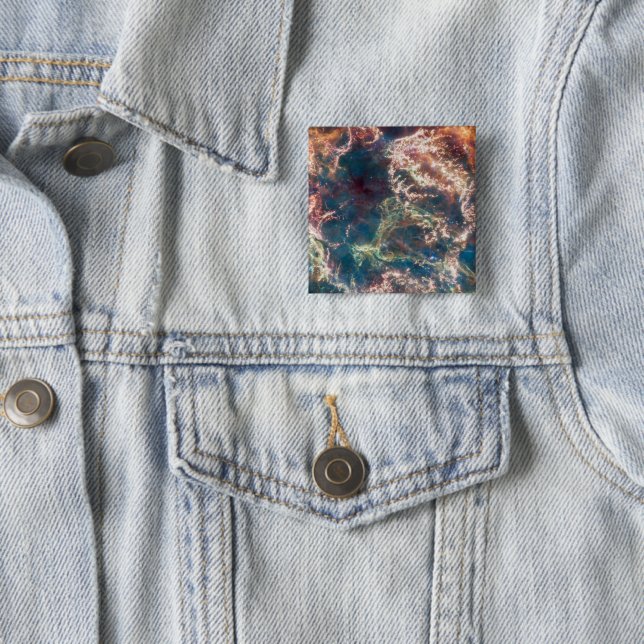 Badge Carré 5 Cm Supernova Resnant Cassiopée A. (En situation)