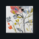 Badge Carré 5 Cm Superposition de fleurs - Aquarelle Fleurs pastel<br><div class="desc">Superposition de fleurs I par Jennifer Goldberger. Fleurs et tiges dans un style aquarelle,  principalement avec des couleurs claires.</div>
